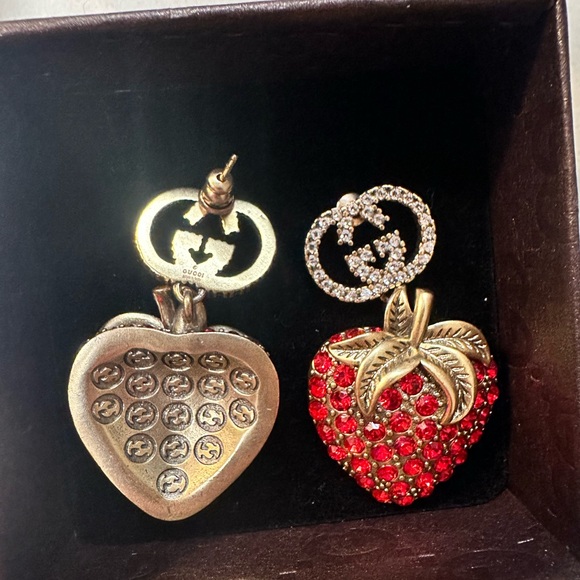Gucci Strawberry GG logo Crystal Earrings - Picture 2 of 2